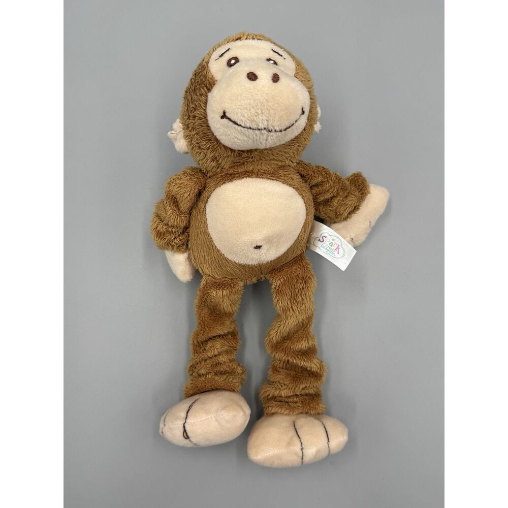 Spark Imagine Monkey Rattle Stretch Squeaker Crinkle Plush Stuffed Animal 10”